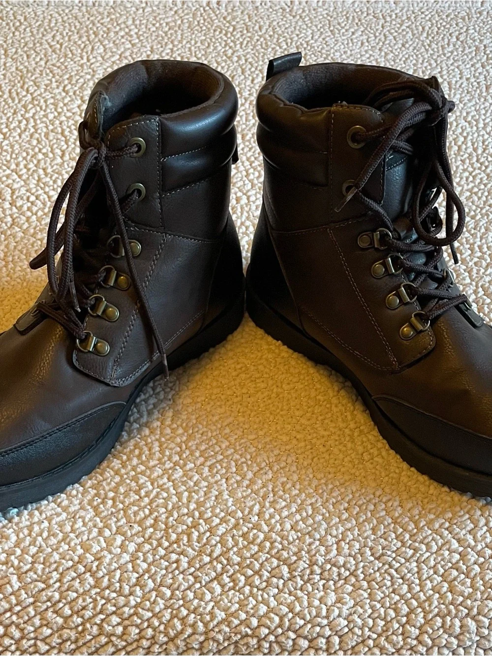 Men's Brown Leather Lace-Up Boots. Size 11